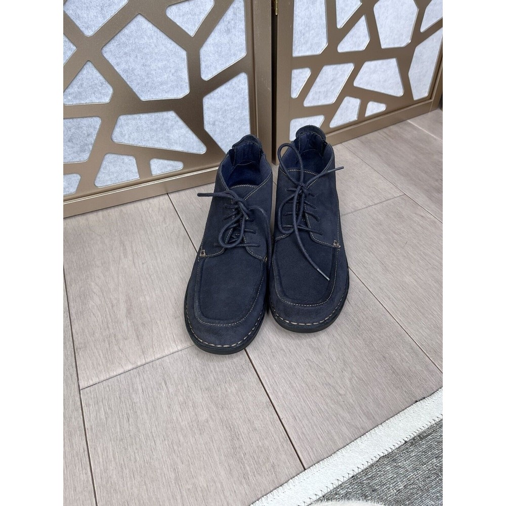 Clarks Bendables Chukka ankle Boots flat Women sz 11 W wide Blue Suede leather - Picture 4 of 7